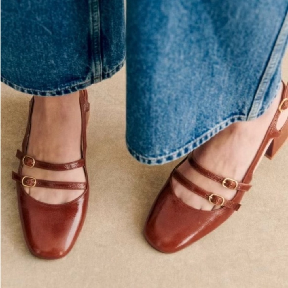 Sezane Paula Babies in Polished Camel Sz 38 (US 7) - Picture 2 of 12